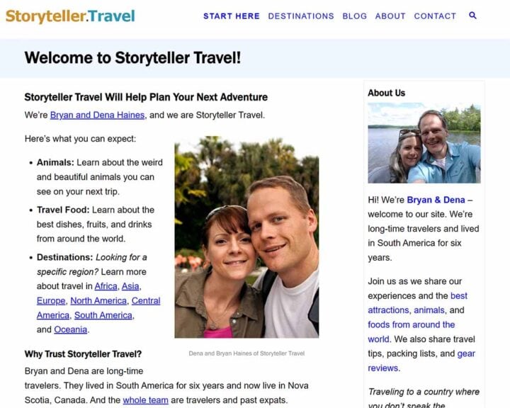 storyteller travel site design